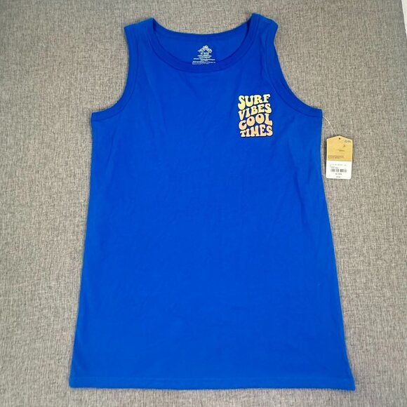 New! There Abouts Mens Tank Top Surf‎ Vibes Cool Times Blue XL Cotton Blend - Picture 1 of 8